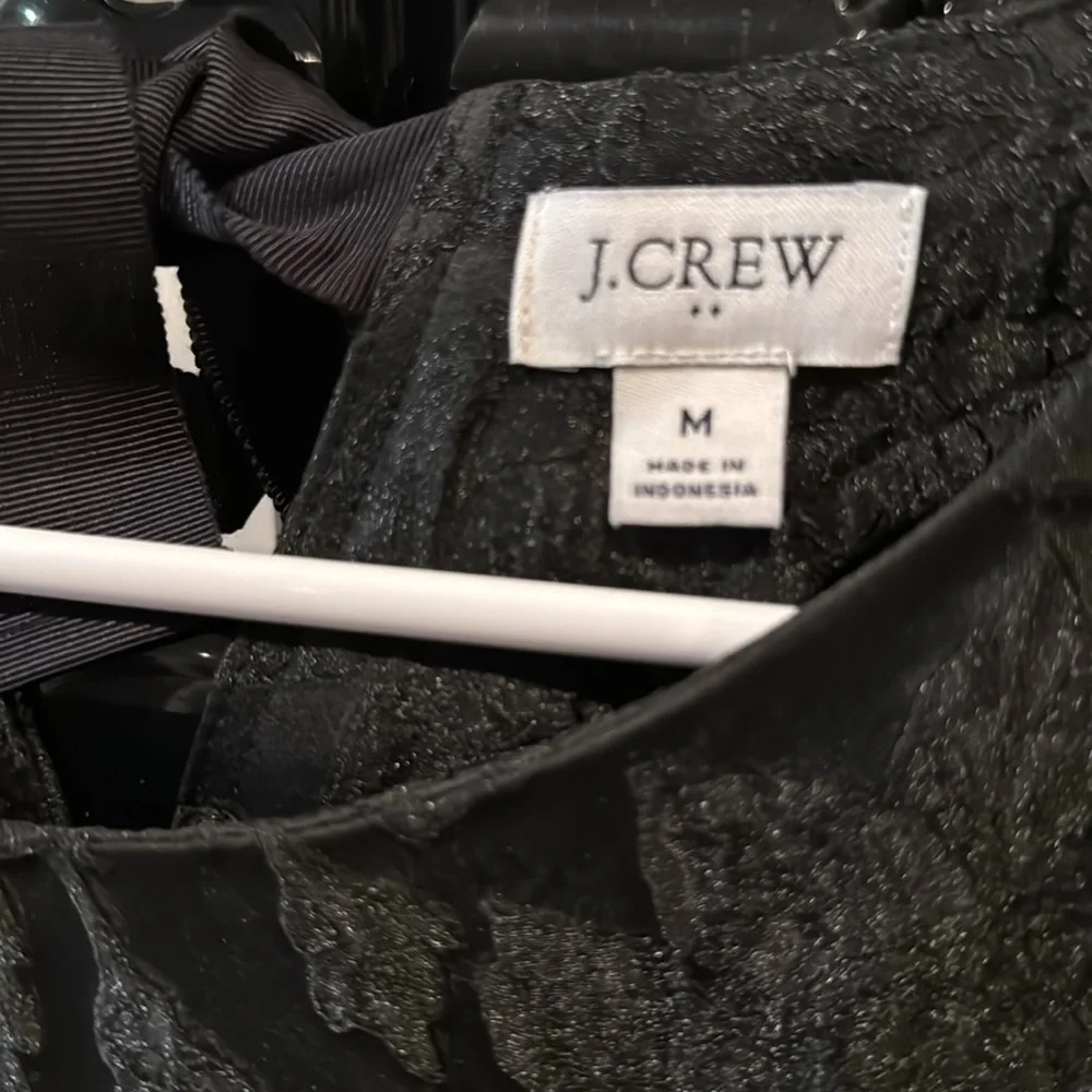 J. Crew Black Textured Puff-Sleeve Blouse